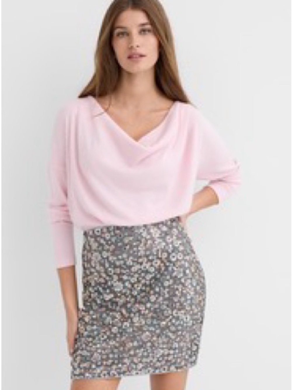 NWOT LOFT Light Pink Cowl-Neck Sweater